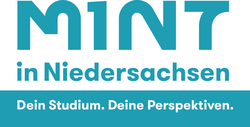 Grafik mit dem Logo von MINT in Niedersachsen: Dein Studium. Deine Perspektiven.